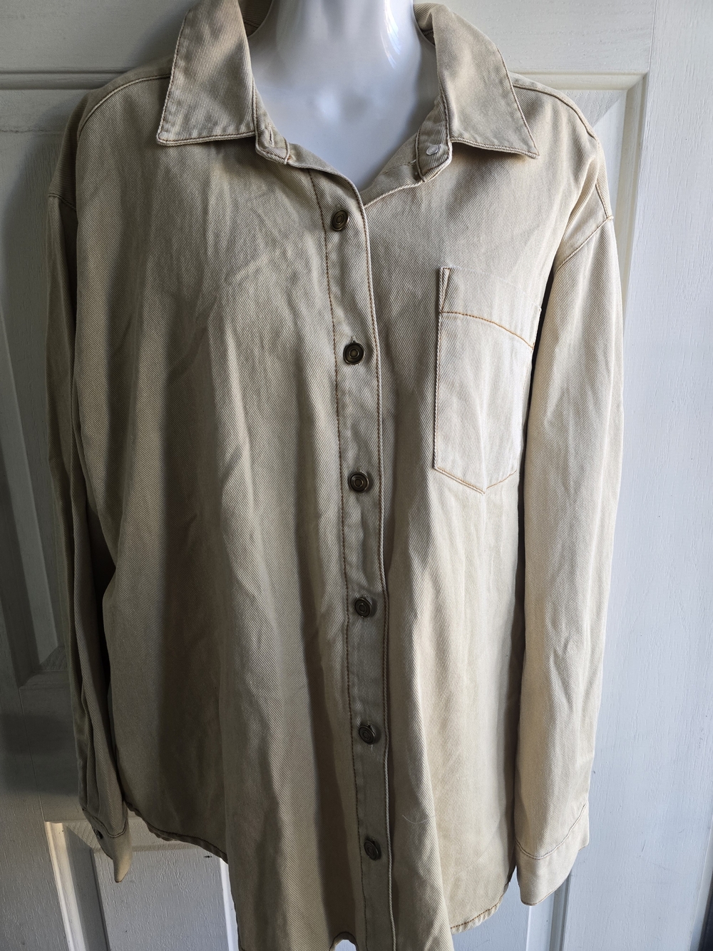 Jane and Delancey Beige Button-Down Shirt